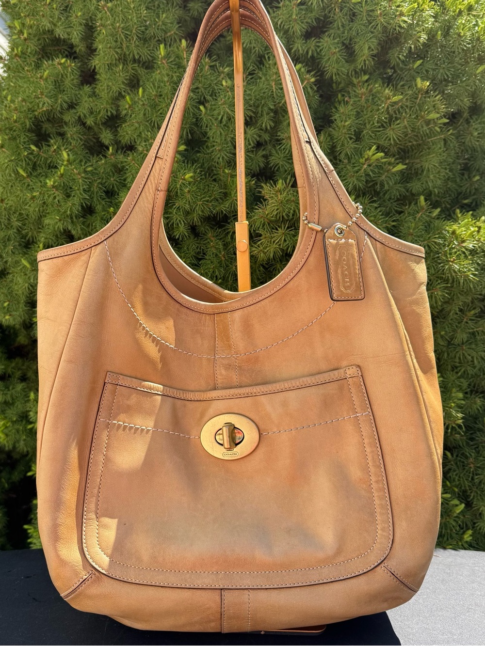 Coach 65th Anniversary Tan Leather XL Ergo Hobo Bag with Turnlock Pocket